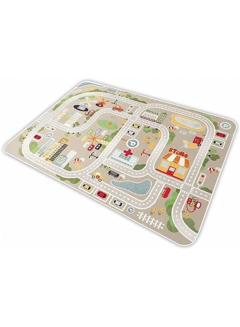 SPOAR Kid Rug Carpet Playmat for Toy Cars and Trainï¼ŒPlay Area Rug with Rubber Backingï¼ŒFun Throw Rugï¼ŒIdeal Gift for Children Baby Bedroom Play Room(80Ã—120cm/32Ã—47in) - Image 1