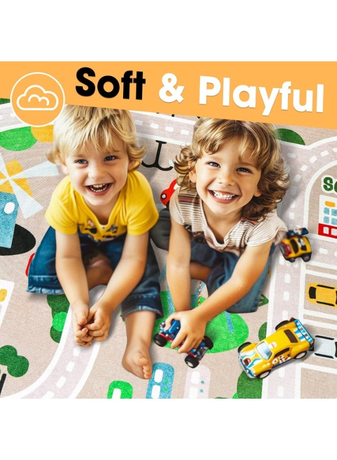 SPOAR Kid Rug Carpet Playmat for Toy Cars and Trainï¼ŒPlay Area Rug with Rubber Backingï¼ŒFun Throw Rugï¼ŒIdeal Gift for Children Baby Bedroom Play Room(80Ã—120cm/32Ã—47in) - Image 5