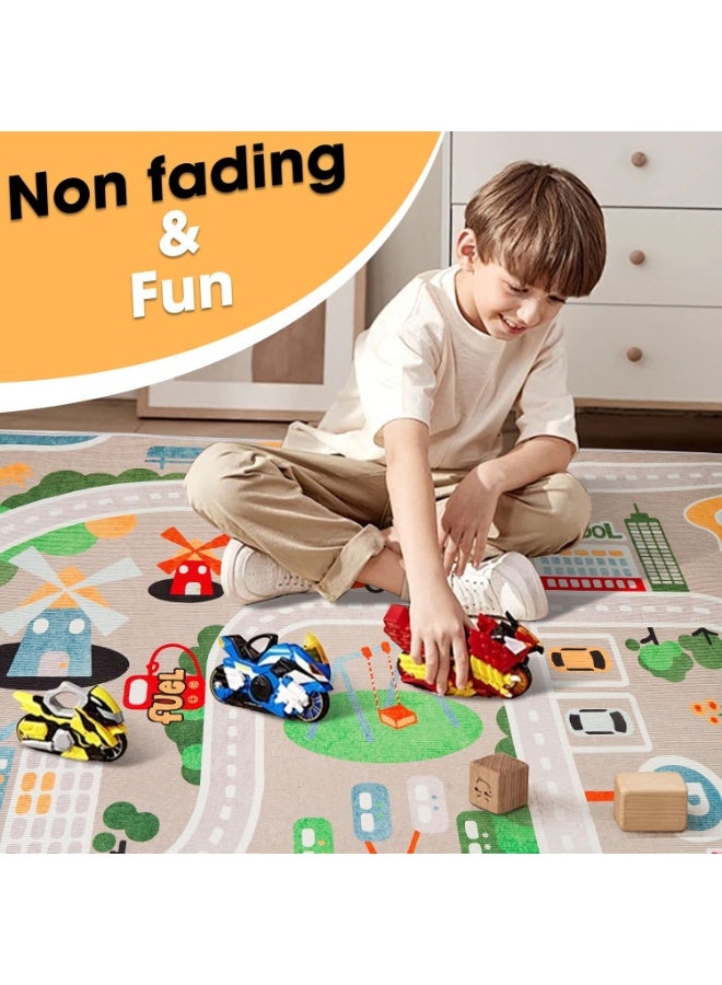 SPOAR Kid Rug Carpet Playmat for Toy Cars and Trainï¼ŒPlay Area Rug with Rubber Backingï¼ŒFun Throw Rugï¼ŒIdeal Gift for Children Baby Bedroom Play Room(80Ã—120cm/32Ã—47in) - Image 2