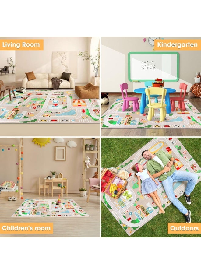 SPOAR Kid Rug Carpet Playmat for Toy Cars and Trainï¼ŒPlay Area Rug with Rubber Backingï¼ŒFun Throw Rugï¼ŒIdeal Gift for Children Baby Bedroom Play Room(80Ã—120cm/32Ã—47in) - Image 3