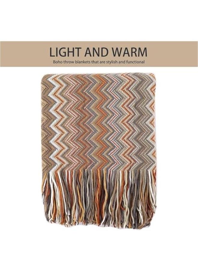 HOOKOR Knitted Throw Blankets for Couch and Bed, Soft Cozy Knit Blanket with Tassel, Off White Lightweight Decorative Blankets and Throws, Farmhouse Warm Woven Blanket,130 * 180cm (Bohemian-Yellow)  - Image 3