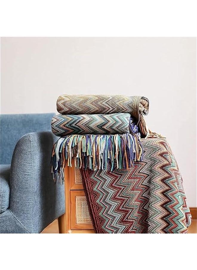 HOOKOR Knitted Throw Blankets for Couch and Bed, Soft Cozy Knit Blanket with Tassel, Off White Lightweight Decorative Blankets and Throws, Farmhouse Warm Woven Blanket,130 * 180cm (Bohemian-Yellow)  - Image 4