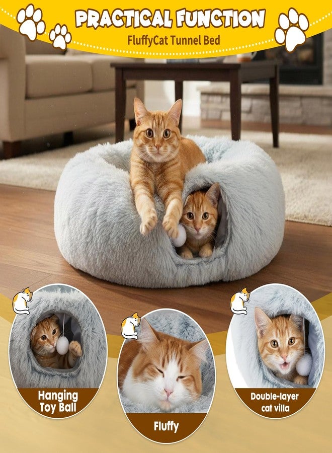 PowerKing Cat Tunnels for Indoor Cat, Soft Plush Dount Kitty Cave with Peekaboo Hideaway, Under Christmas Tree Cat Toys for Kittens, Rabbits & Ferrets - Image 3