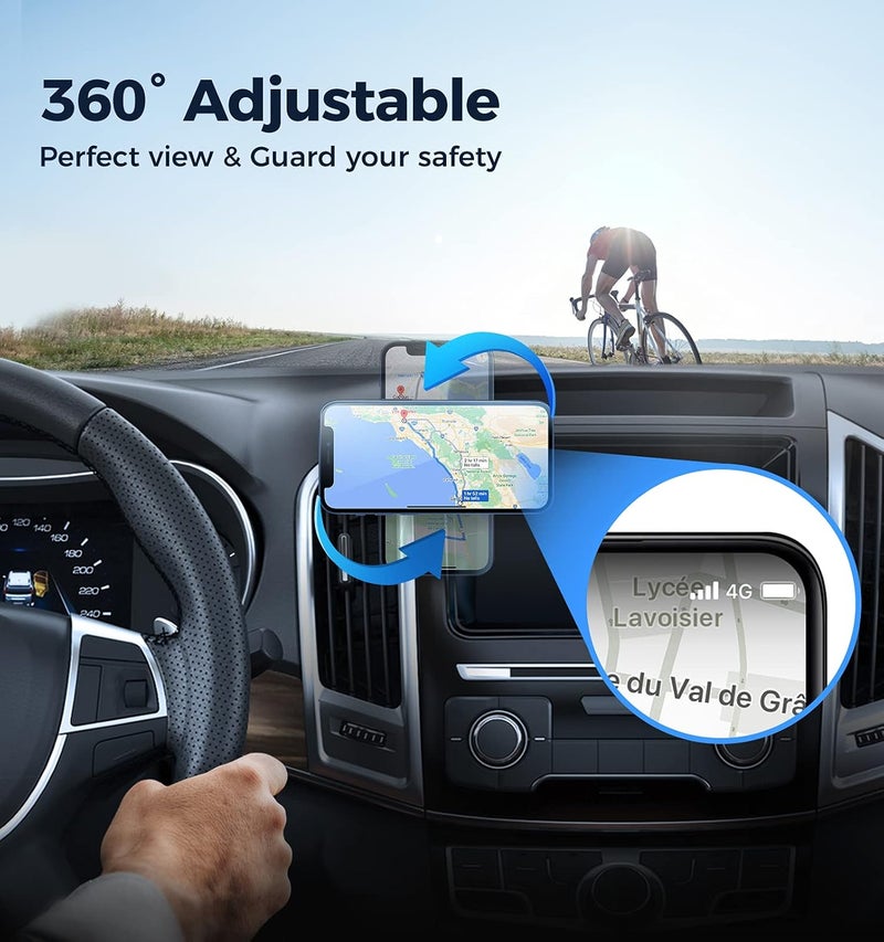 MFox 2 Pack Metal Magnetic Phone Holder for Car [ 2022 Upgrade 8X N52 Magnets] Strong Magnet Car Mount, One Second Put and Take & Dashboard 360° Rotation, Fit with iPhone and All Smartphone - Image 4