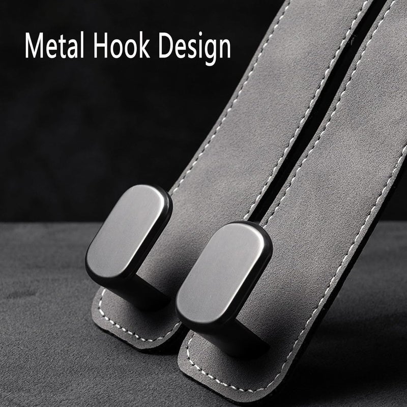 Car Headrest Hooks: Black Leather-Wrapped Double Hooks - 30 Lb Heavy-Duty Capacity, Tool-Free 2-Second Install Universal Car Storage Hooks for Car Suv Truck Interior Organization - Image 5