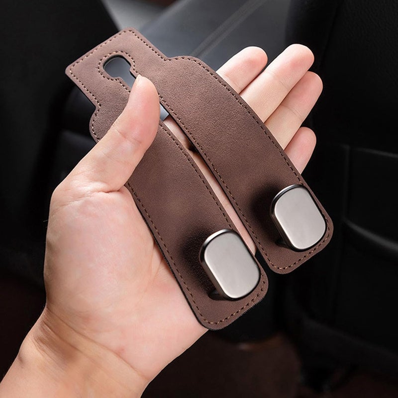 Car Headrest Hooks: Black Leather-Wrapped Double Hooks - 30 Lb Heavy-Duty Capacity, Tool-Free 2-Second Install Universal Car Storage Hooks for Car Suv Truck Interior Organization - Image 4