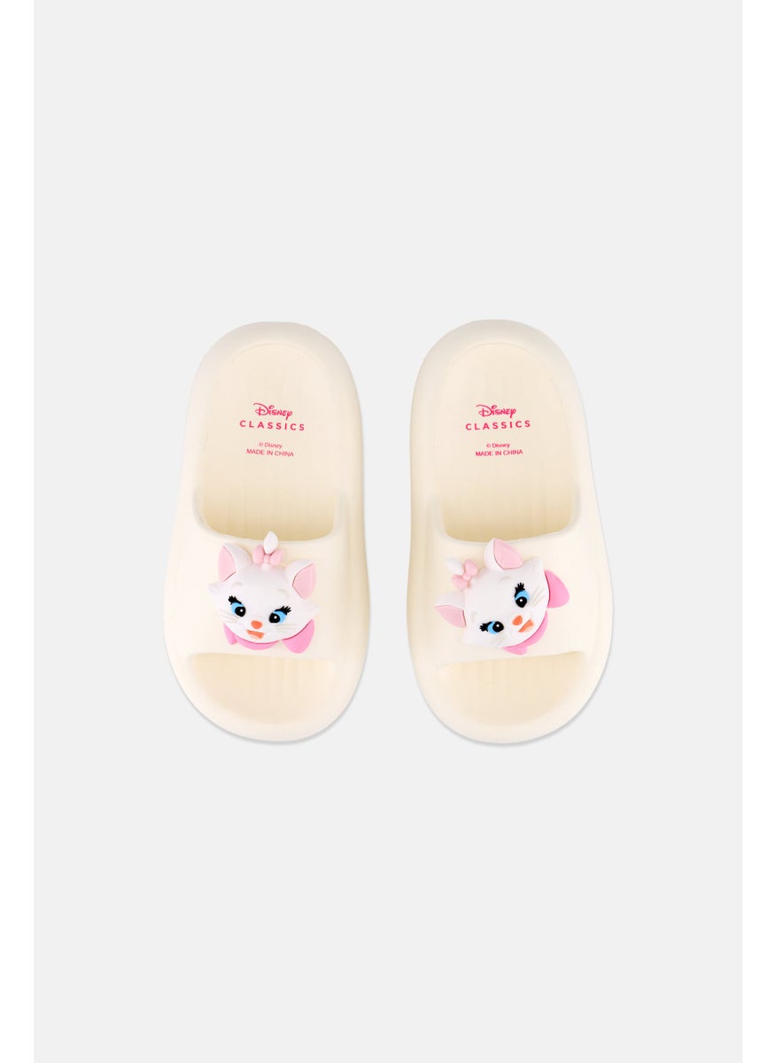 Disney Toddlers Girl Marie Slip On Slides, White  - Image 3