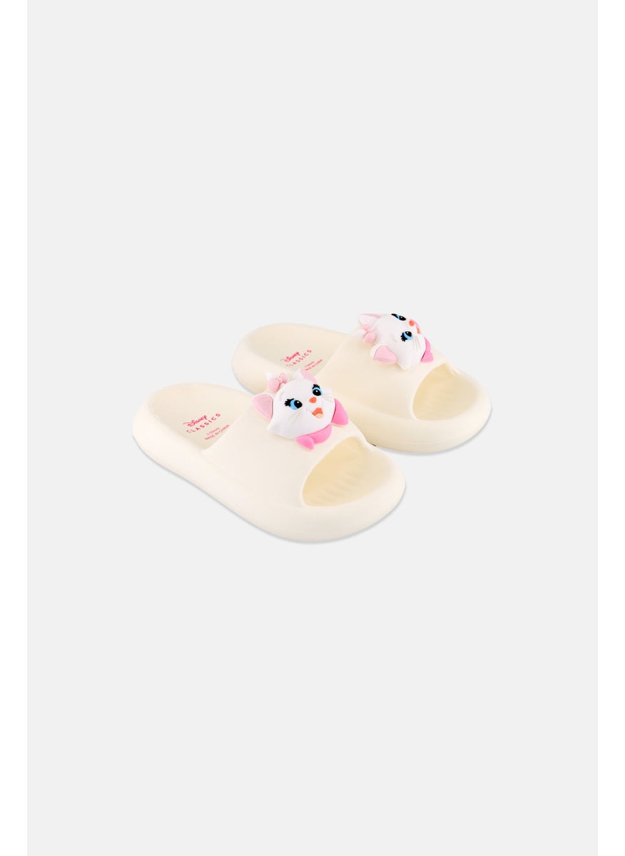 Disney Toddlers Girl Marie Slip On Slides, White  - Image 1