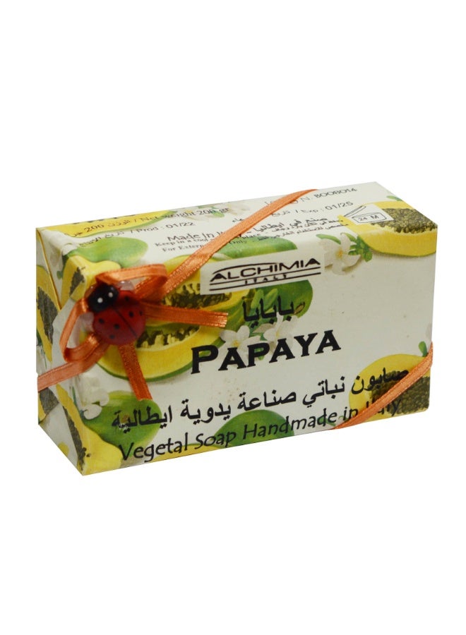Alchimia Vegetal Soap Papaya 200G |Refreshing & Revitalizing Italian Soap | Fruity papaya scent | Smoother and brighter appearance |Suitable for all skin types - Image 1