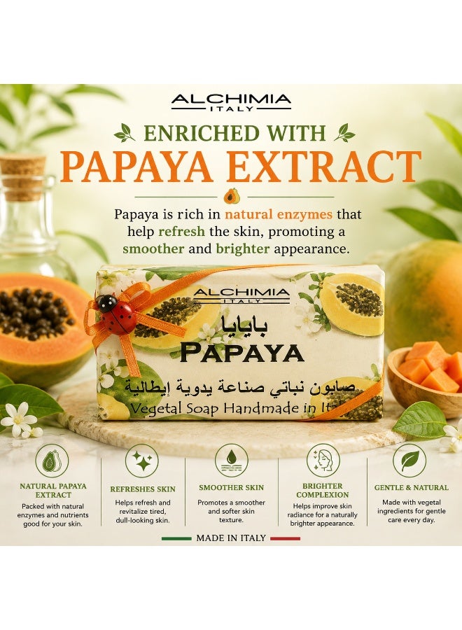 Alchimia Vegetal Soap Papaya 200G |Refreshing & Revitalizing Italian Soap | Fruity papaya scent | Smoother and brighter appearance |Suitable for all skin types - Image 4