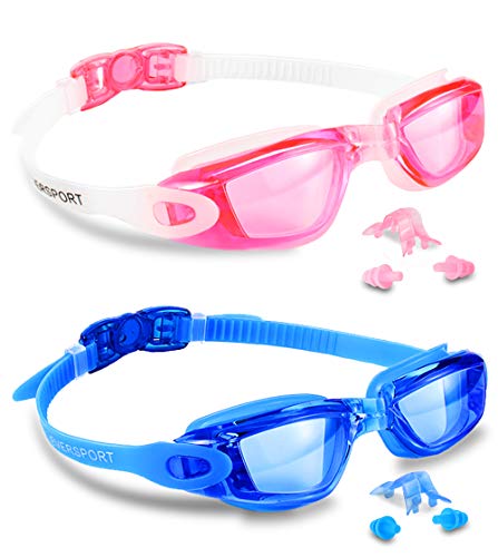 EverSport Swim Goggles, Pack of 2, Swimming Glasses for Adult Men Women Youth Kids Child, Anti-Fog, UV Protection, Shatter-Proof, Watertight(Blue&Pink) - Image 2
