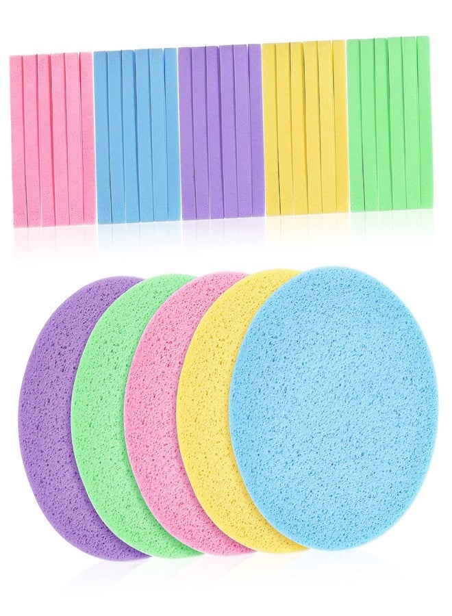 Healifty 120Pcs Compressed Facial Sponges for Cleansing Makeup Removal Exfoliating Soft Flexible Cosmetic Sponges in Pink Yellow Green Women Girls - Image 1