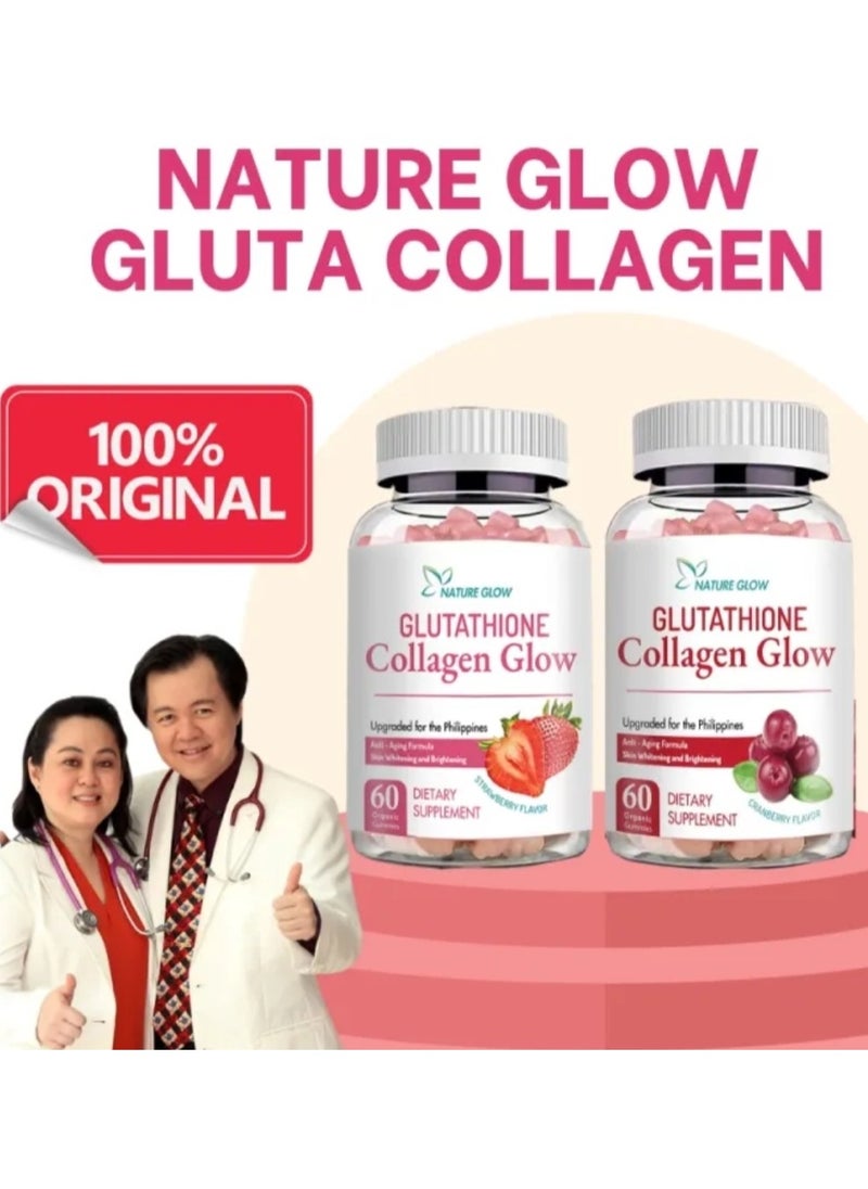 NATURE GLOW - Glutathione & Collagen Glow Gummies Natural Glutathione Collagen Strawberry & Cranberry Flavor - Image 1