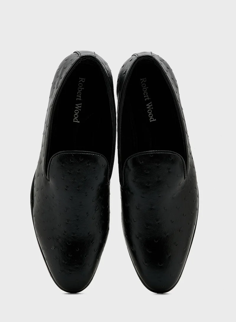 Robert Wood Faux Leather Ostrict Print Formal Slip Ons
