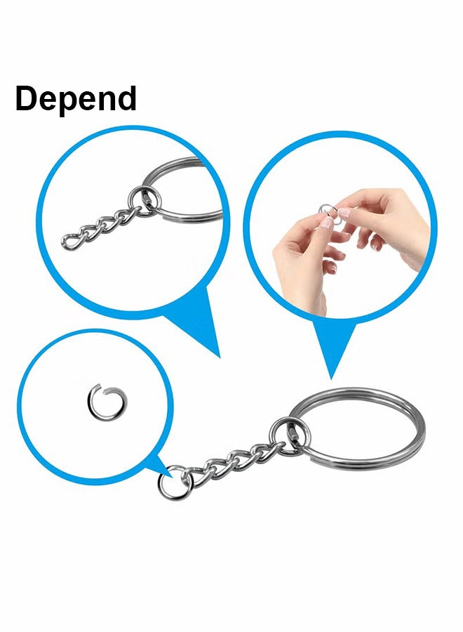 Depend 50 Pack Bulk Keyring Set Split Key Chain Rings with 1 inch Large Chains Heavy Duty Metal Keychain Ring Easy to Use Open Jump Rings Strong Small Round DIY Jewelry Making Keyrings Kit - Image 5