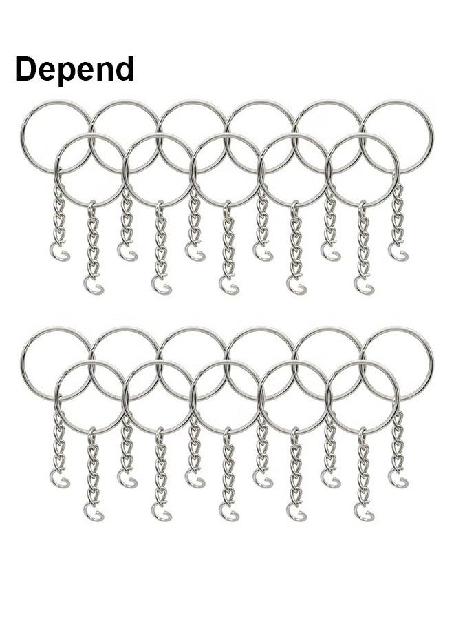 Depend 50 Pack Bulk Keyring Set Split Key Chain Rings with 1 inch Large Chains Heavy Duty Metal Keychain Ring Easy to Use Open Jump Rings Strong Small Round DIY Jewelry Making Keyrings Kit - Image 1