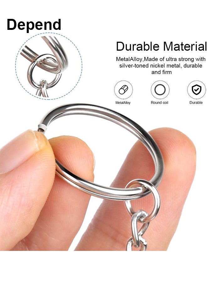 Depend 50 Pack Bulk Keyring Set Split Key Chain Rings with 1 inch Large Chains Heavy Duty Metal Keychain Ring Easy to Use Open Jump Rings Strong Small Round DIY Jewelry Making Keyrings Kit - Image 3