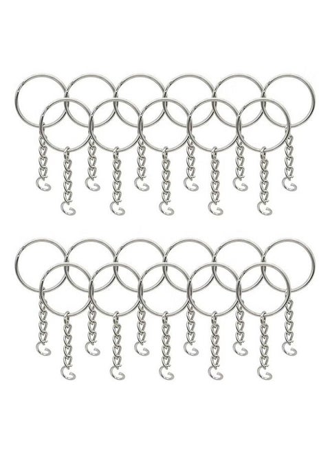 50 Pack Bulk Keyring Set Split Key Chain Rings with 1 inch Large Chains Heavy Duty Metal Keychain Ring Easy to Use Open Jump Rings Strong Small Round DIY Jewelry Making Keyrings Kit