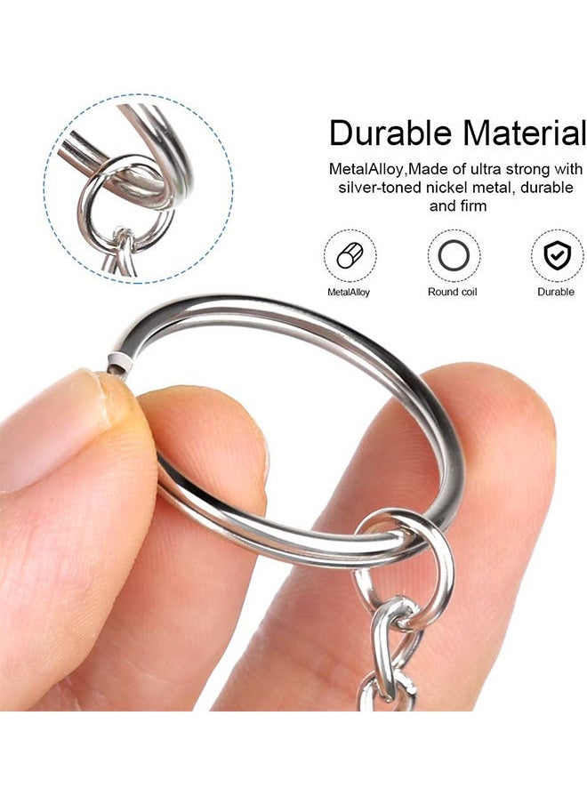 Depend - 50 Pack Bulk Keyring Set Split Key Chain Rings with 1 inch Large Chains Heavy Duty Metal Keychain Ring Easy to Use Open Jump Rings Strong Small Round DIY Jewelry Making Keyrings Kit - Image 1