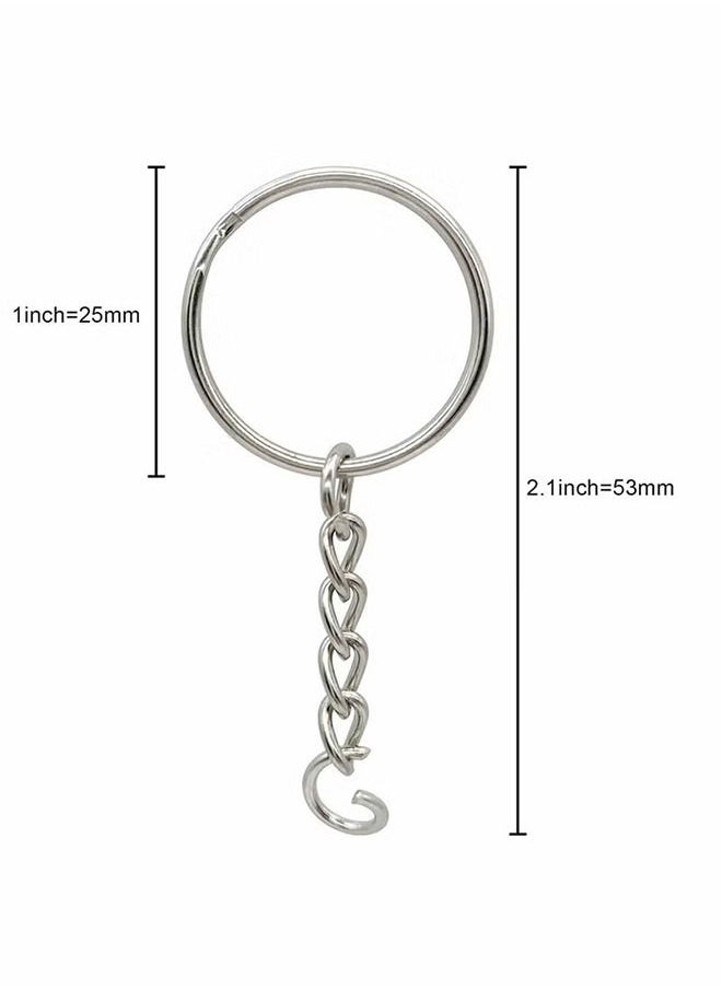 Depend - 50 Pack Bulk Keyring Set Split Key Chain Rings with 1 inch Large Chains Heavy Duty Metal Keychain Ring Easy to Use Open Jump Rings Strong Small Round DIY Jewelry Making Keyrings Kit - Image 1