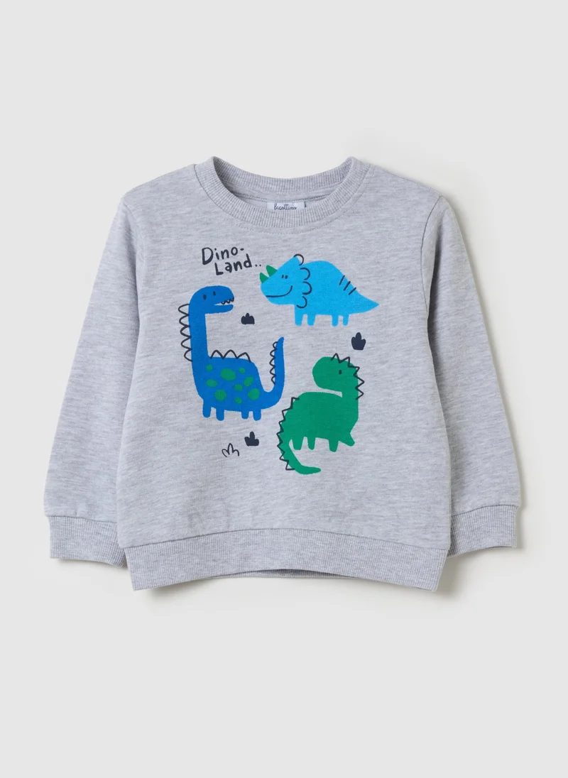 او في اس Sweatshirt With Round Neck And Dinosaurs Print