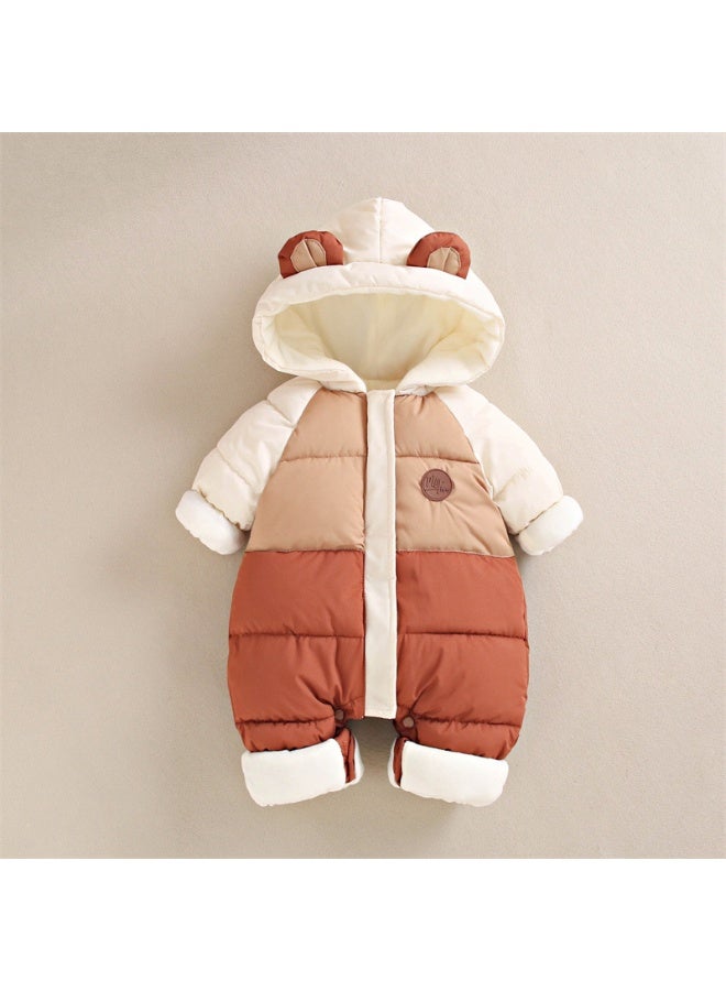 بدلة شتوية مزودة بالفرو للأطفال حديثي الولادة والأطفال الصغار