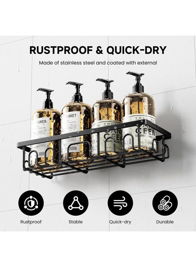 Deyhoc 3 Pack Rustproof Stainless Steel Shower Caddy, Bathroom Storage Accessory Shelf Organiser Adhesive No Drilling Hanging, Soap Holder Set, Kitchen Wall Mounted Corner Decor, Black - Image 4