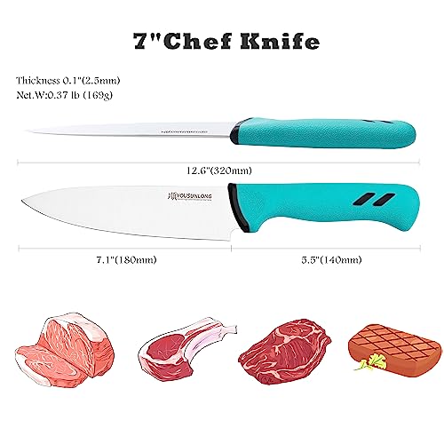YOUSUNLONG Chef Knife - 7 Inch - Premium High-carbon molybdenum steel blade - Butcher knife for meat processing - Ergonomic & non-slip handle - Image 2