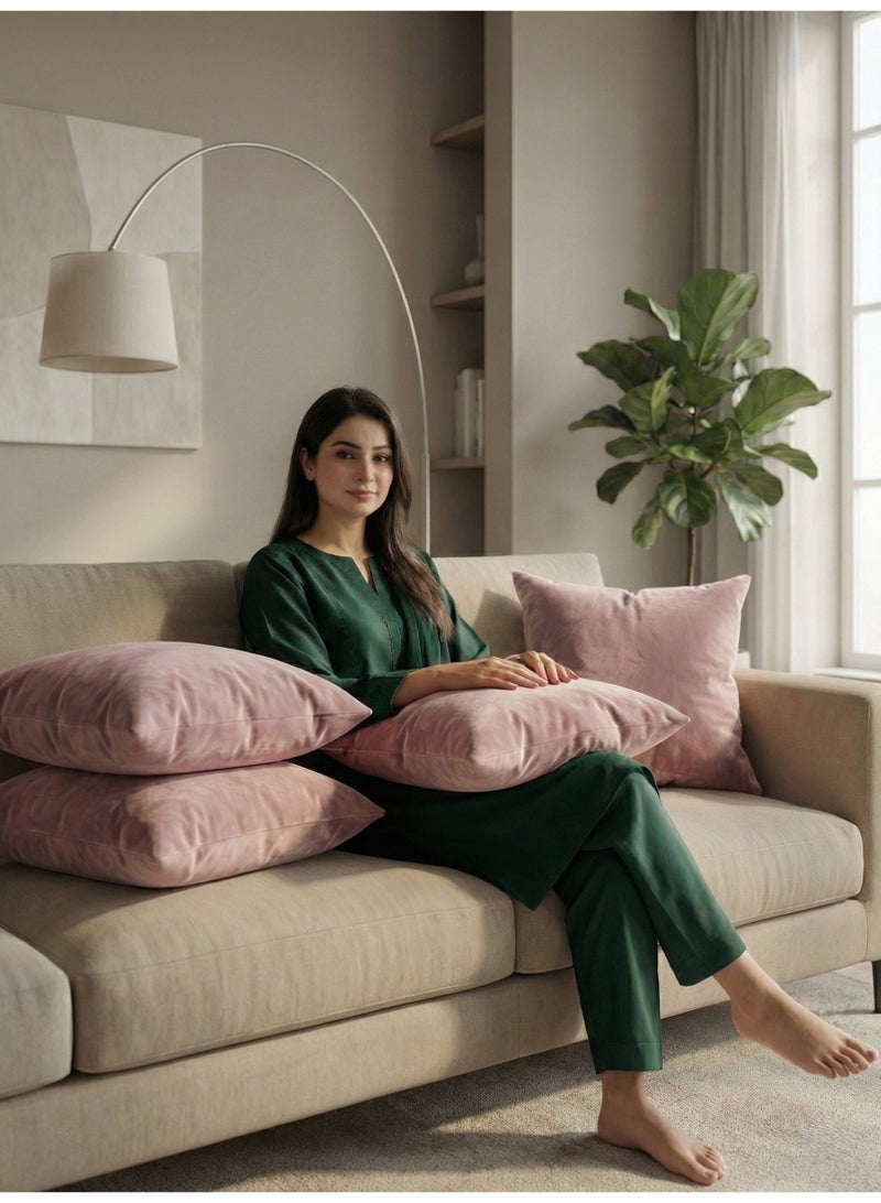 Oryx Home Set of 4 Velvet Cushion Covers – Soft Decorative Throw Pillow Covers for Sofa, Bed & Chair with Invisible Zipper (4 Pack) - Image 3