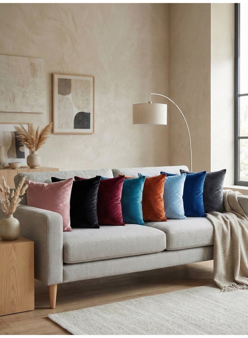 Oryx Home Set of 4 Velvet Cushion Covers – Soft Decorative Throw Pillow Covers for Sofa, Bed & Chair with Invisible Zipper (4 Pack) - Image 4