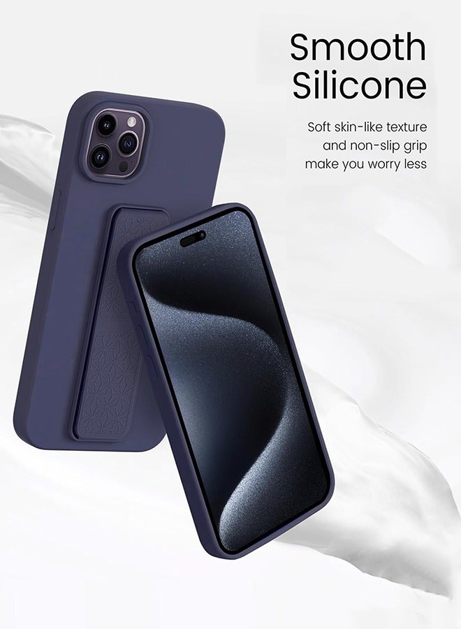 SUNDAREE اي فون 16 برو ماكس ( 6.9 بوصة ) سيليكون القضية ، مع حامل / حامل ، الرأسي والأفقي حامل معدني القضية - Image 4