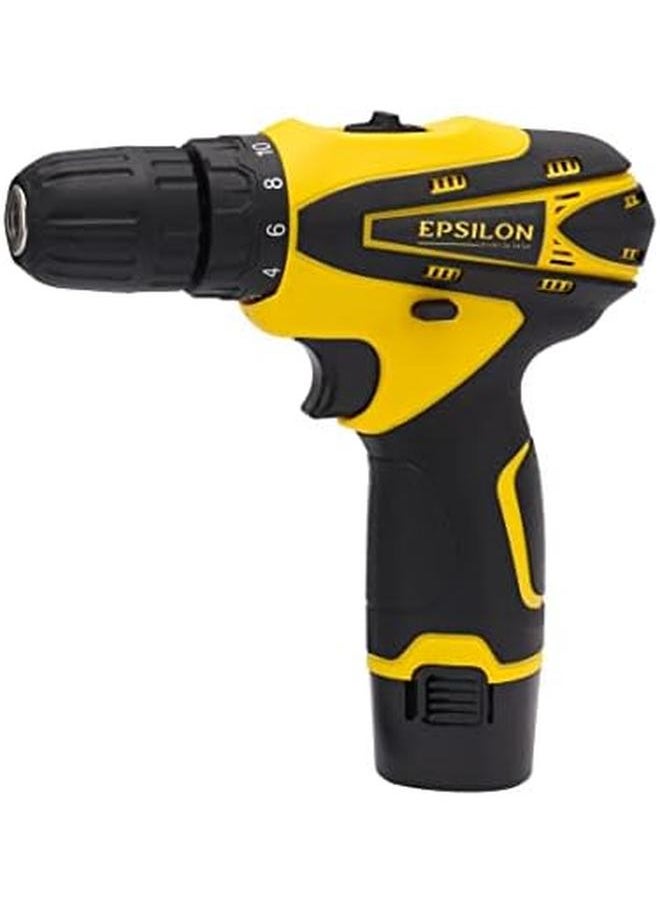 Epsilon 12V Cordless Drill Ecd1037 Chuck Size 10 Mm Perfect For Home And Business No Load Speed 0 400 0 1400 Rpm Includes Accessories Black And Yellow  - Image 3