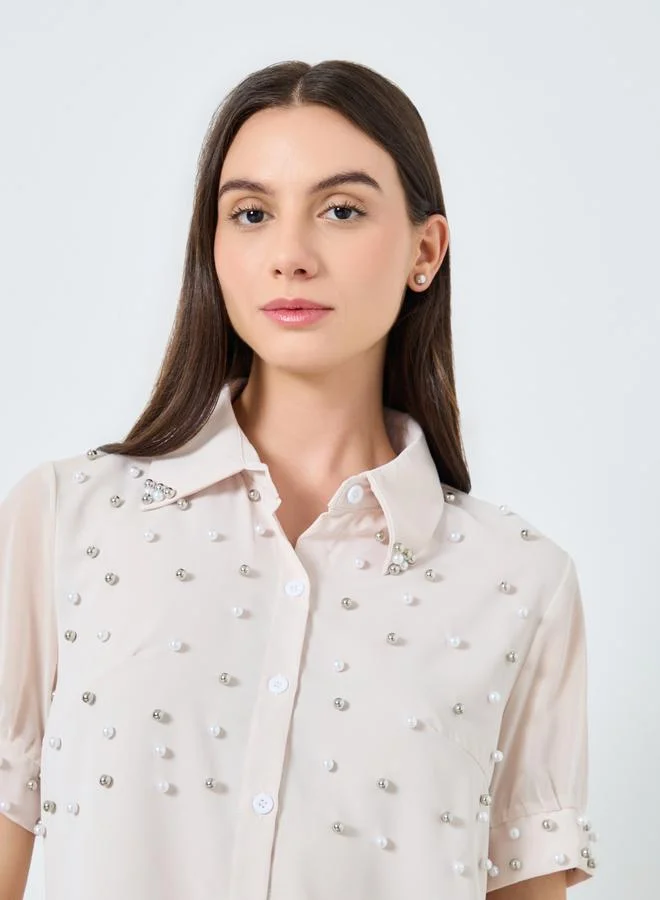 Take Two Take Two Pearl Embellished Buttoned Shirt