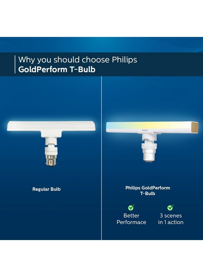Philips مصباح LED T-Bulb من فيليبس 10 واط B22 | 3 ألوان في مصباح LED واحد | مصباح T-Bulb لتغيير المشهد للمنزل والديكور | اللون: أبيض قابل للتعديل | عبوة من 2 | سلسلة جولد بيرفورم - Image 4
