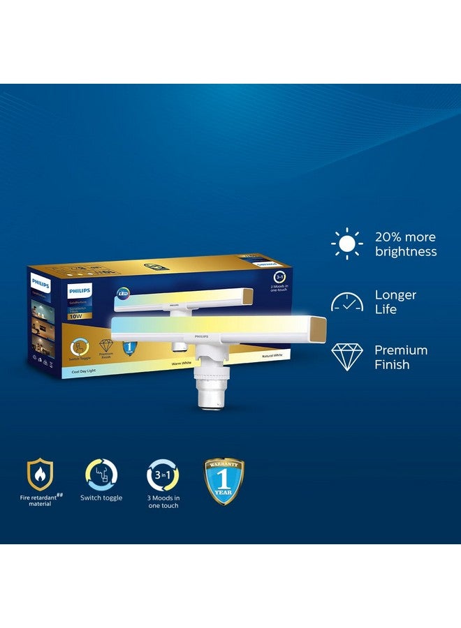Philips مصباح LED T-Bulb من فيليبس 10 واط B22 | 3 ألوان في مصباح LED واحد | مصباح T-Bulb لتغيير المشهد للمنزل والديكور | اللون: أبيض قابل للتعديل | عبوة من 2 | سلسلة جولد بيرفورم - Image 3