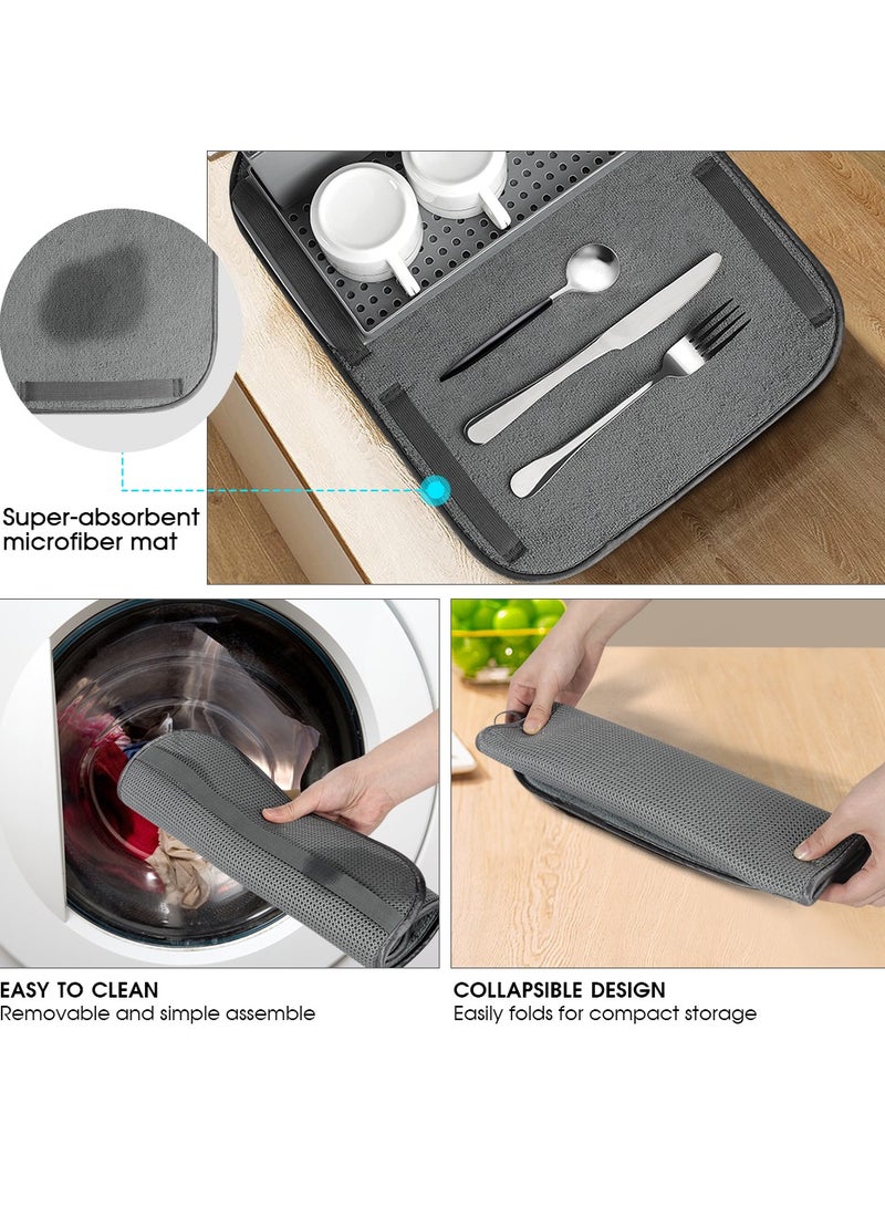 Home Care Kitchen Countertop Multifunctional Fork Spoon Drying Rack Kitchen Storage Draining Rack With Mat - Image 4