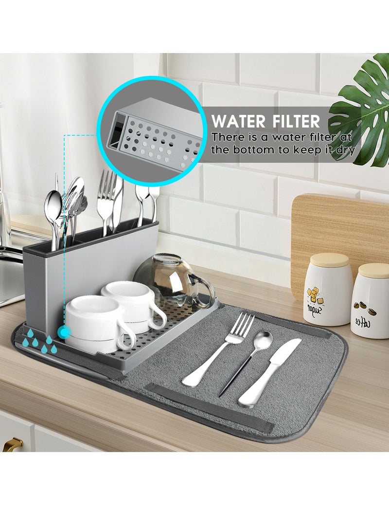 Home Care Kitchen Countertop Multifunctional Fork Spoon Drying Rack Kitchen Storage Draining Rack With Mat - Image 3