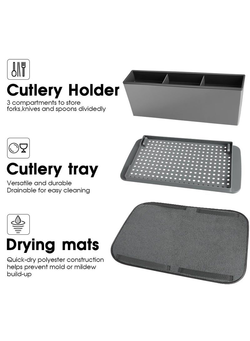 Home Care Kitchen Countertop Multifunctional Fork Spoon Drying Rack Kitchen Storage Draining Rack With Mat - Image 2