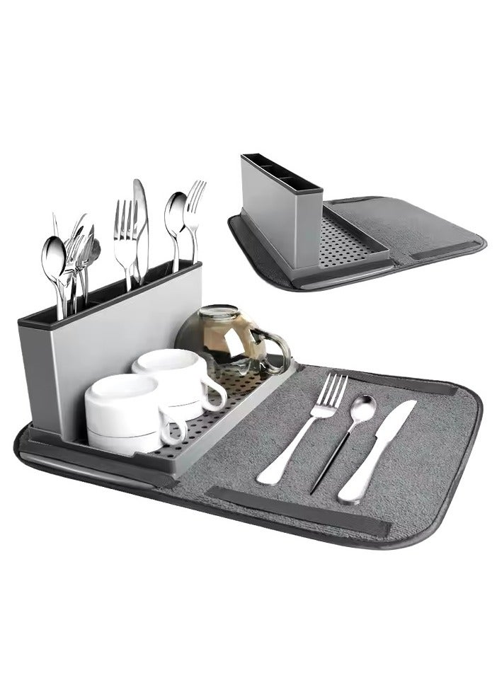 Home Care Kitchen Countertop Multifunctional Fork Spoon Drying Rack Kitchen Storage Draining Rack With Mat - Image 1