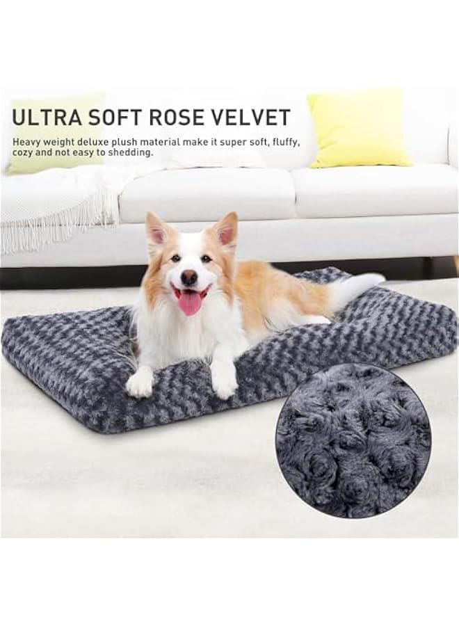 هوكور Toriseek Washable Dog Bed Deluxe Plush Dog Crate Beds Comfy Kennel Pad Anti-Slip Pet Sleeping Mat for Large, Jumbo, Medium, Small Dogs Breeds (Dark grey, X-Large)  - Image 3