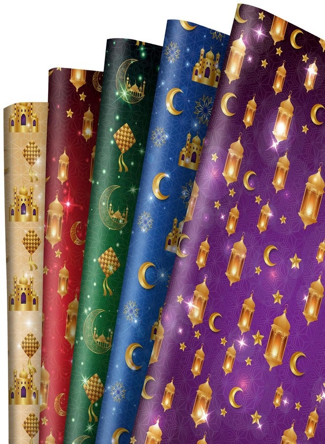 Whaline 10 Sheet Eid Mubarak Wrapping Paper Ramadan Eid Al-fitr Gift Wrap Paper Folded Flat Craft Paper for Islamic Holiday Baby Shower Birthday DIY Crafts Gift Packing, 19.7 x 27.6 Inch - Image 1