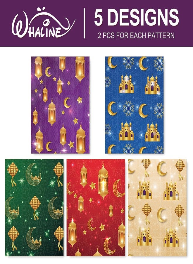Whaline 10 Sheet Eid Mubarak Wrapping Paper Ramadan Eid Al-fitr Gift Wrap Paper Folded Flat Craft Paper for Islamic Holiday Baby Shower Birthday DIY Crafts Gift Packing, 19.7 x 27.6 Inch - Image 3