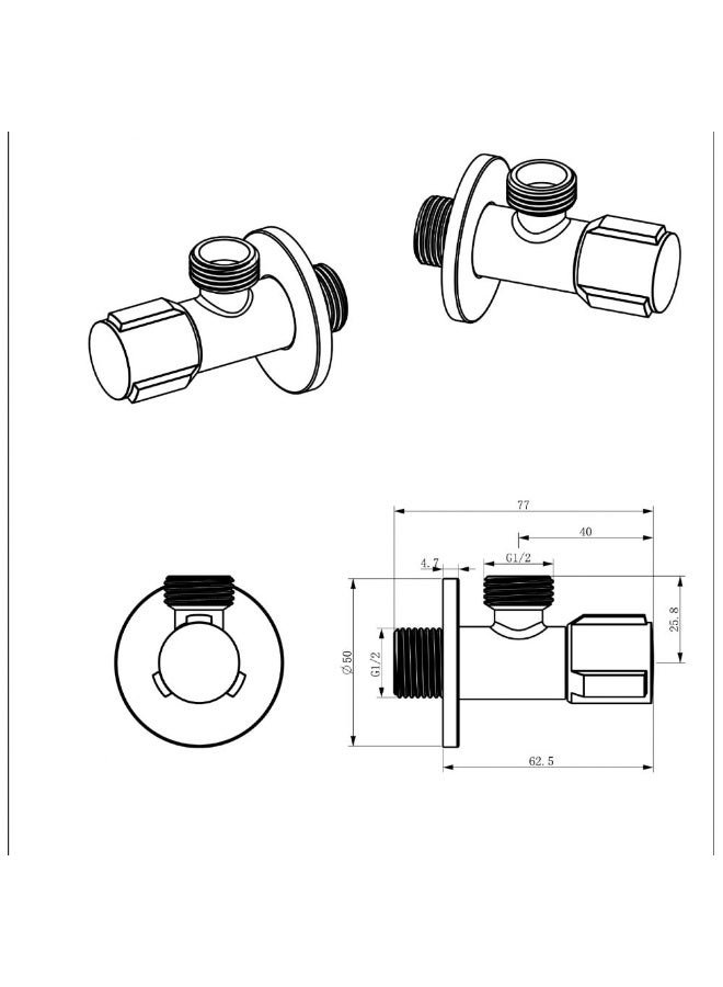 DANUBE HOME Milano Omega Angle Valve For Kitchen, Bathroom Heavy Duty Chrome Water Flow Control Tap Brass Body Turn Water Shut Off Faucet Valve Modern Bathroom Fixtures - Image 2