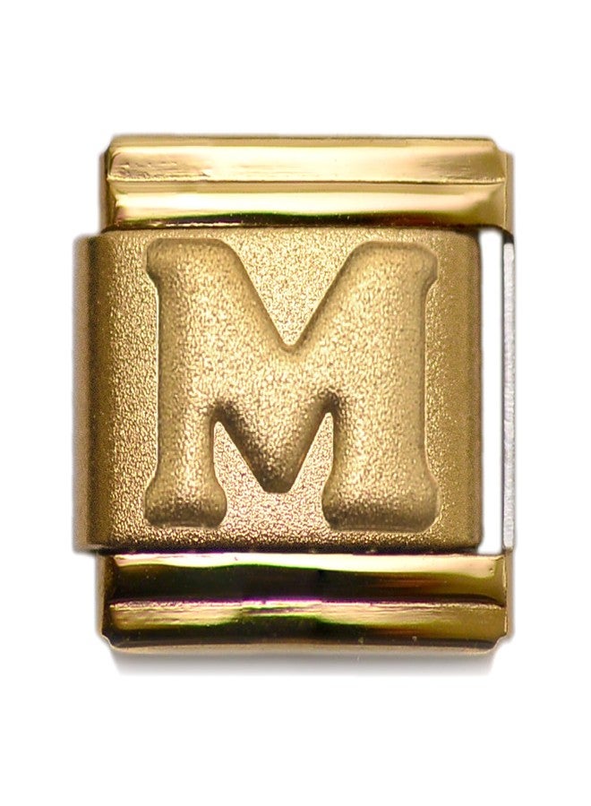 Dolceoro Alphabet M Letter Initial, 9mm Traditional Classic Type Italian Modular Charm Link - Satin *Stainless Steel - Image 1