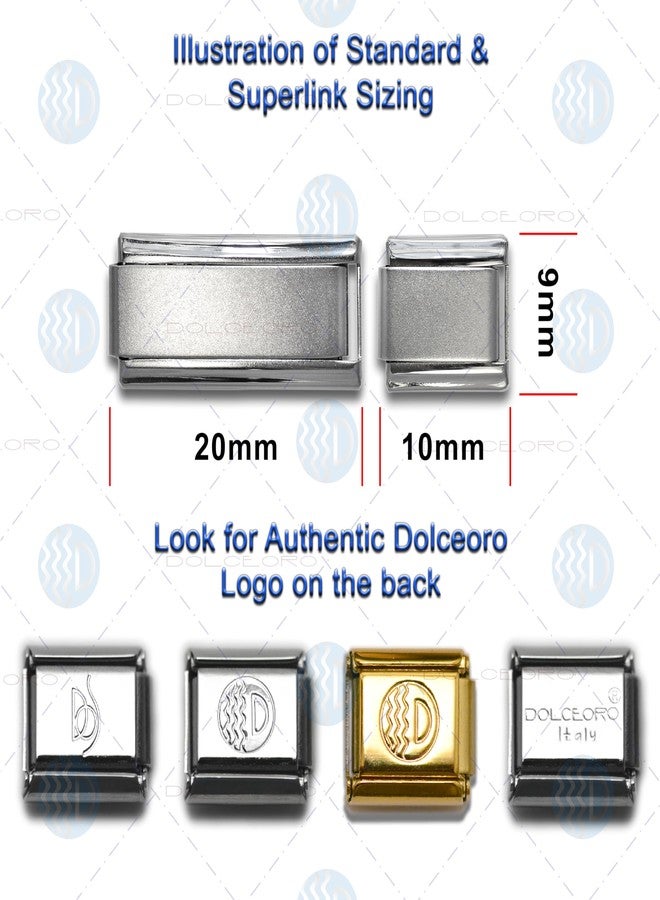 Dolceoro Alphabet M Letter Initial, 9mm Traditional Classic Type Italian Modular Charm Link - Satin *Stainless Steel - Image 4