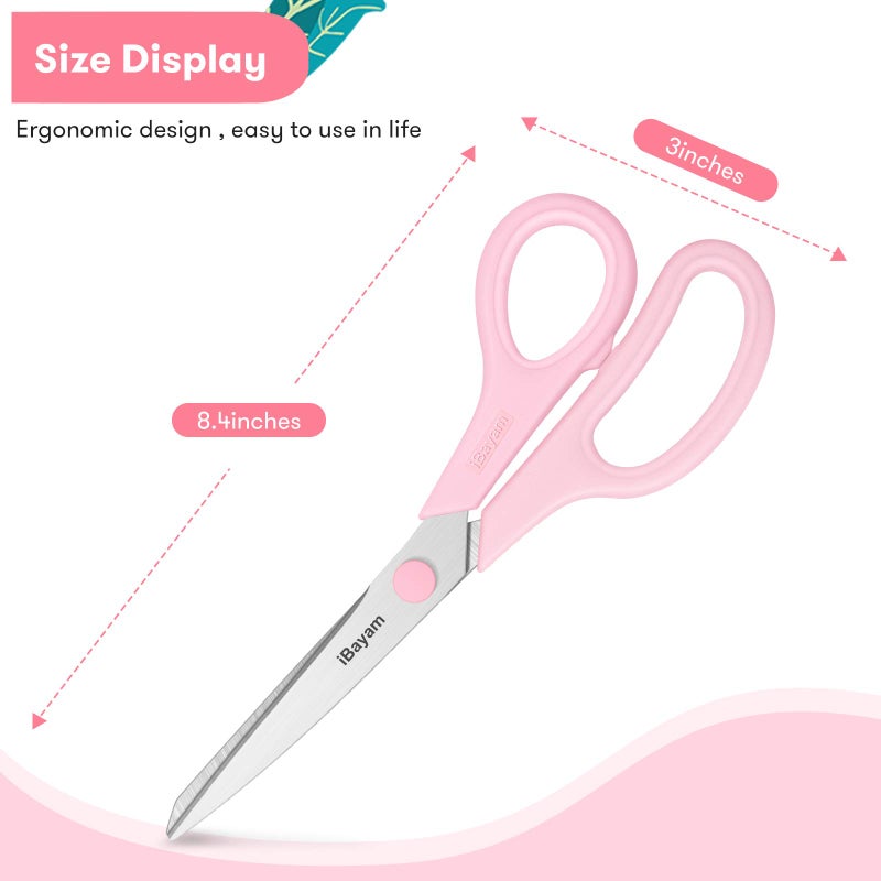 iBayam Scissors, iBayam 8" All Purpose Scissors Bulk 3-Pack, Ultra Sharp 2.5mm Thick Blade Shears Comfort-Grip for Office Desk Accessories Sewing Fabric Home Craft School Supplies, Right/Left Handed - Image 5