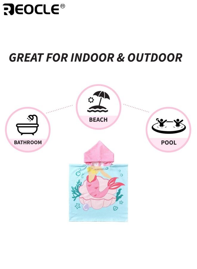 REOCLE Kid's Hooded Beach Towel with Cartoon Design and Soft Absorbent Fabric Toddler Pool Towel Wrap with Hood for Swimming Bath Use - Image 4