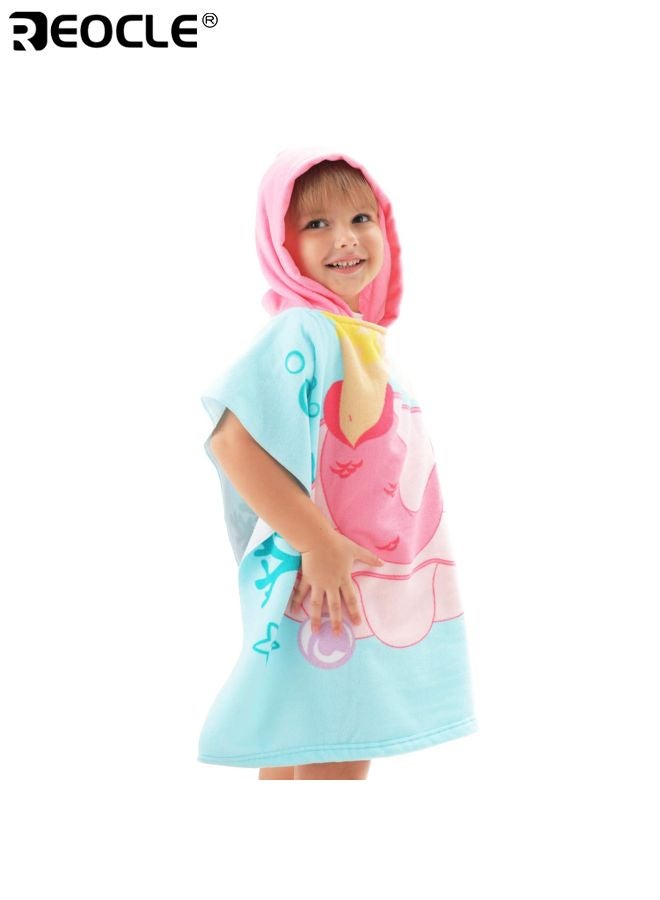 REOCLE Kid's Hooded Beach Towel with Cartoon Design and Soft Absorbent Fabric Toddler Pool Towel Wrap with Hood for Swimming Bath Use - Image 2