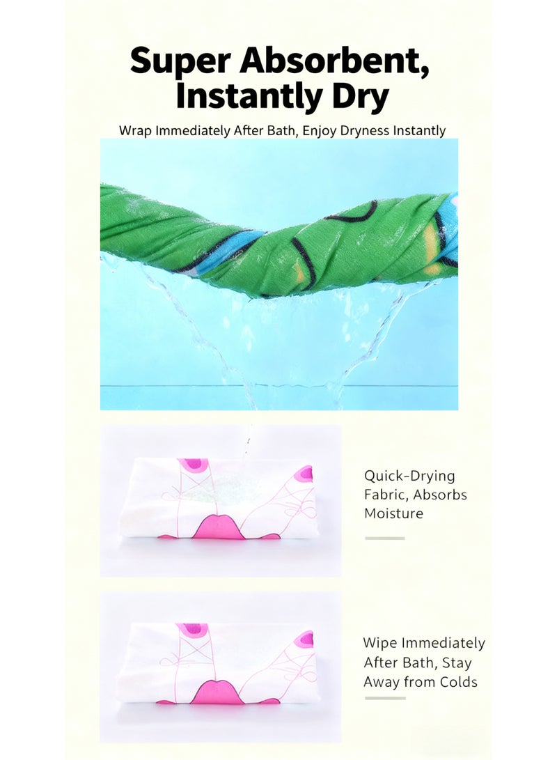 REOCLE Kid's Hooded Beach Towel with Cartoon Design and Soft Absorbent Fabric Toddler Pool Towel Wrap with Hood for Swimming Bath Use - Image 5