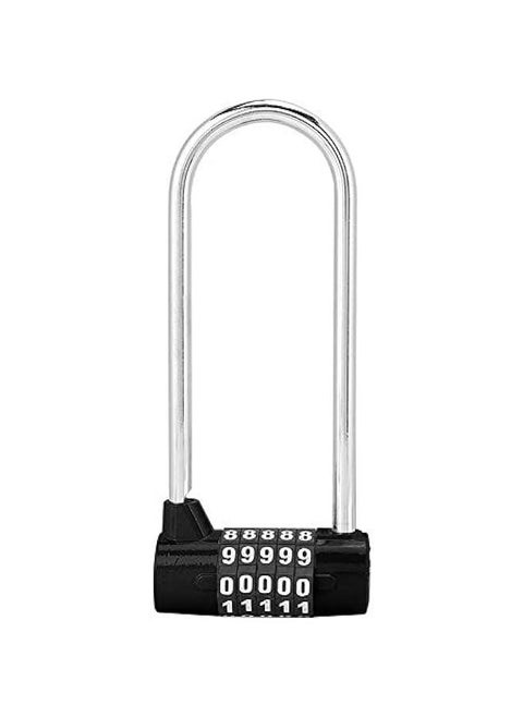 5 Digit Combination Alloy Padlock,U-Shape Security Code Lock Extra Long Cabinet Door Padlock Locker Lock, Re-settable Combo Lock, Gym Locker, School Locker, (Black)